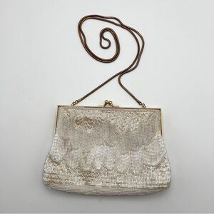 Vintage Iridescent Beaded Purse with Snake Chain Strap